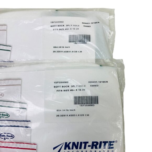 2 Pack Knit-Rite Soft-Sock Prosthetic Sock 3-Ply Hole 1SP3SWMD 3-PLY #3 X 16-20 - Picture 3 of 3